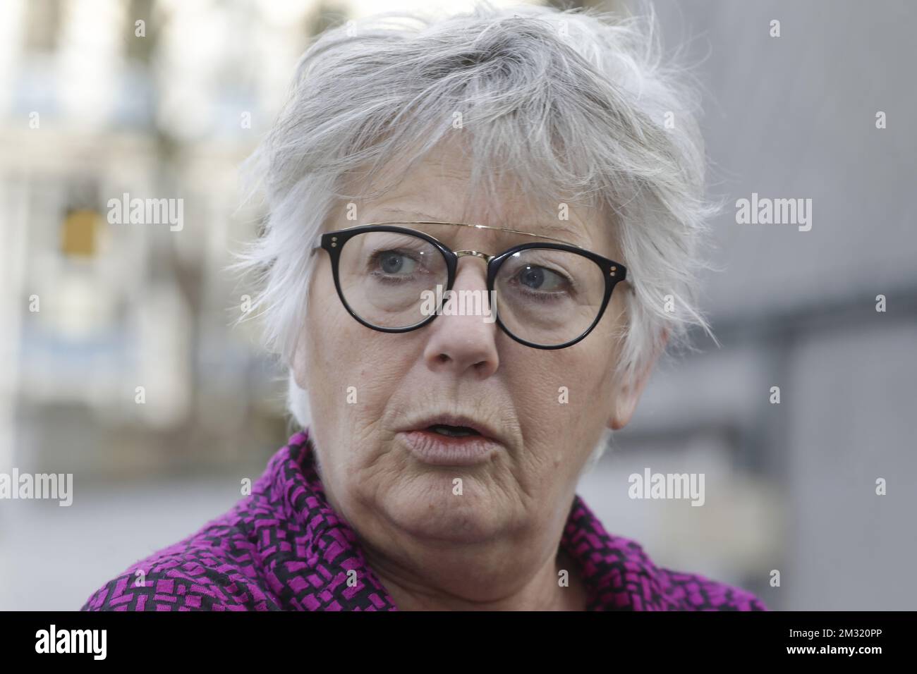 Der Enodia-Administrator Muriel Gerkens zeigte sich vor einer Sitzung des Vorstands des Enodia-Interkommunalunternehmens, des ehemaligen Publifin, am Montag, den 23. Dezember 2019 in Lüttich. BELGA FOTO THIERRY ROGE Stockfoto