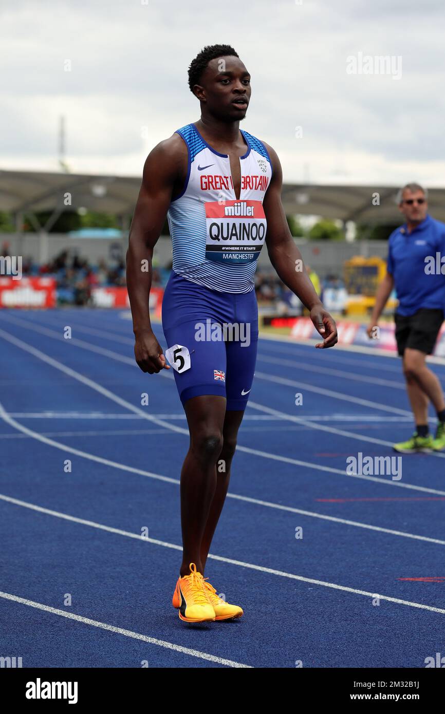 Jeriel Quainoo bei den Müller UK Athletics Championships in der Manchester Regional Arena Stockfoto