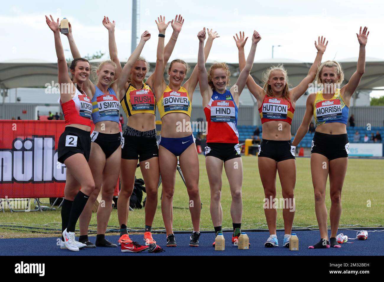 Am Ende des Heptathlon bei den Müller UK Athletics Championships in der Manchester Regional Arena Stockfoto