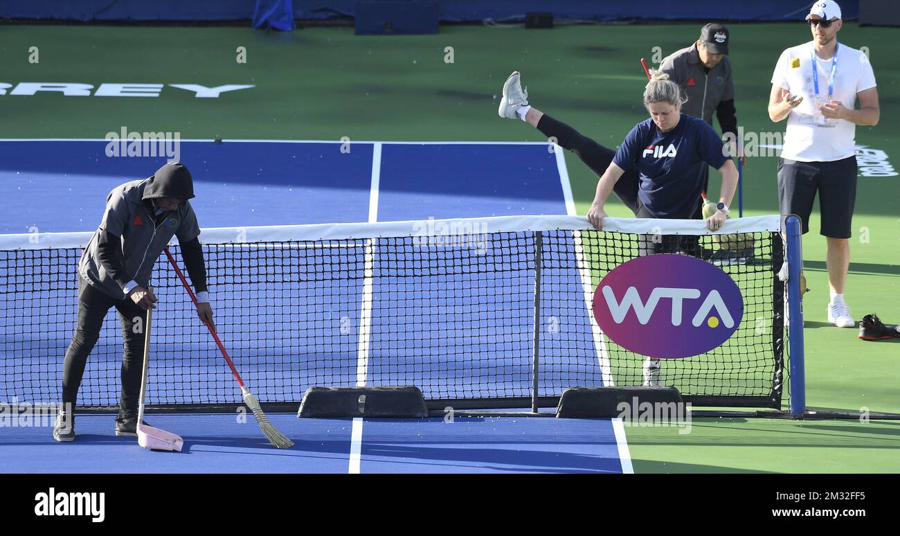 Die belgischen Kim Clijsters wurden bei den Vorbereitungen vor dem Start des „WTA Monterrey“-Tennisturnier in Monterrey, Mexiko, am Sonntag, den 01. März 2020 aufgenommen. Das Turnier findet vom 2. Bis 8. März statt. BELGA FOTO YORICK JANSENS Stockfoto