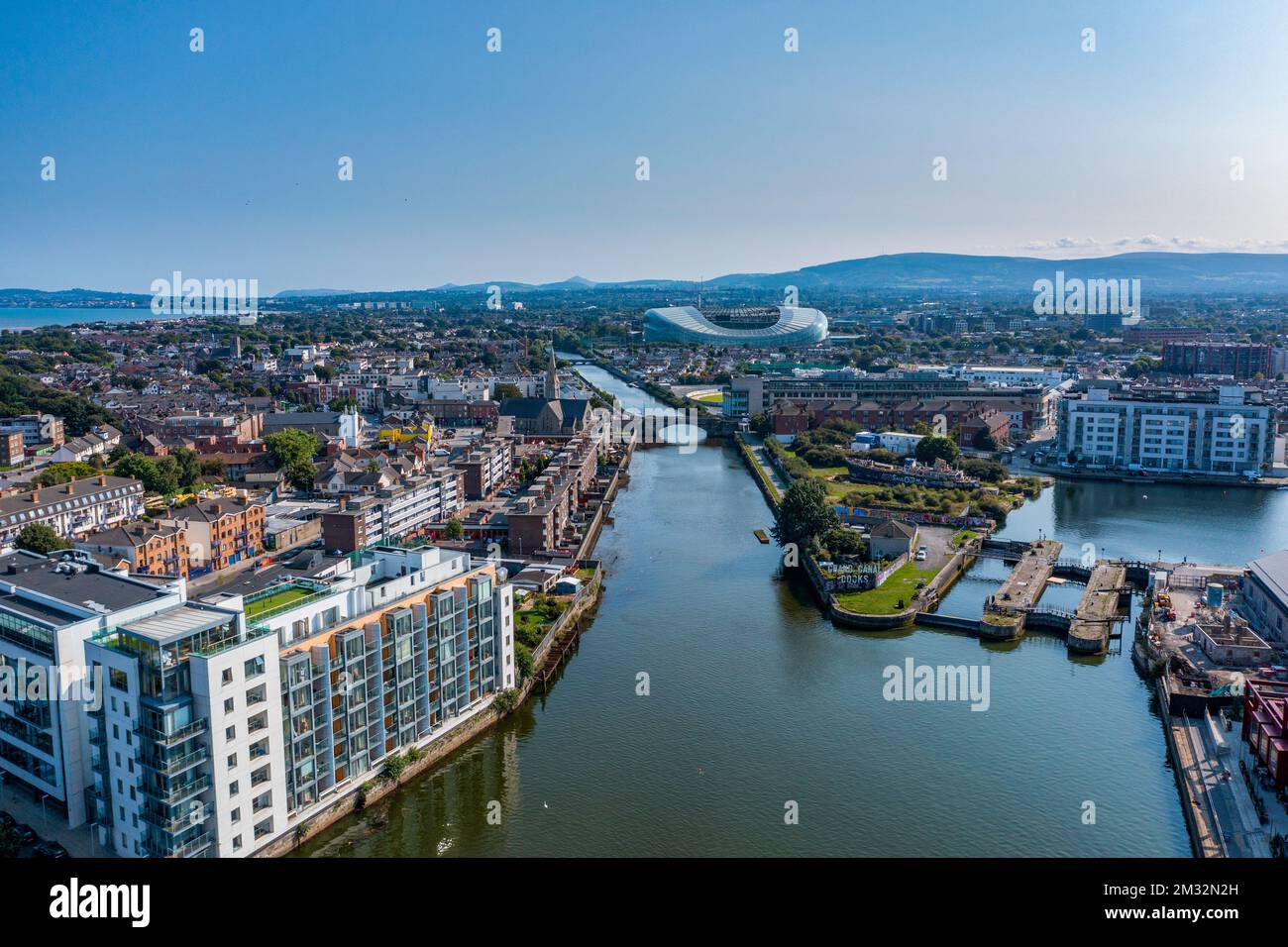 Aerial of Grand Canal Dock, Grand Canal, Docklands, The Aviva Stadium, Dublin, Irland Stockfoto