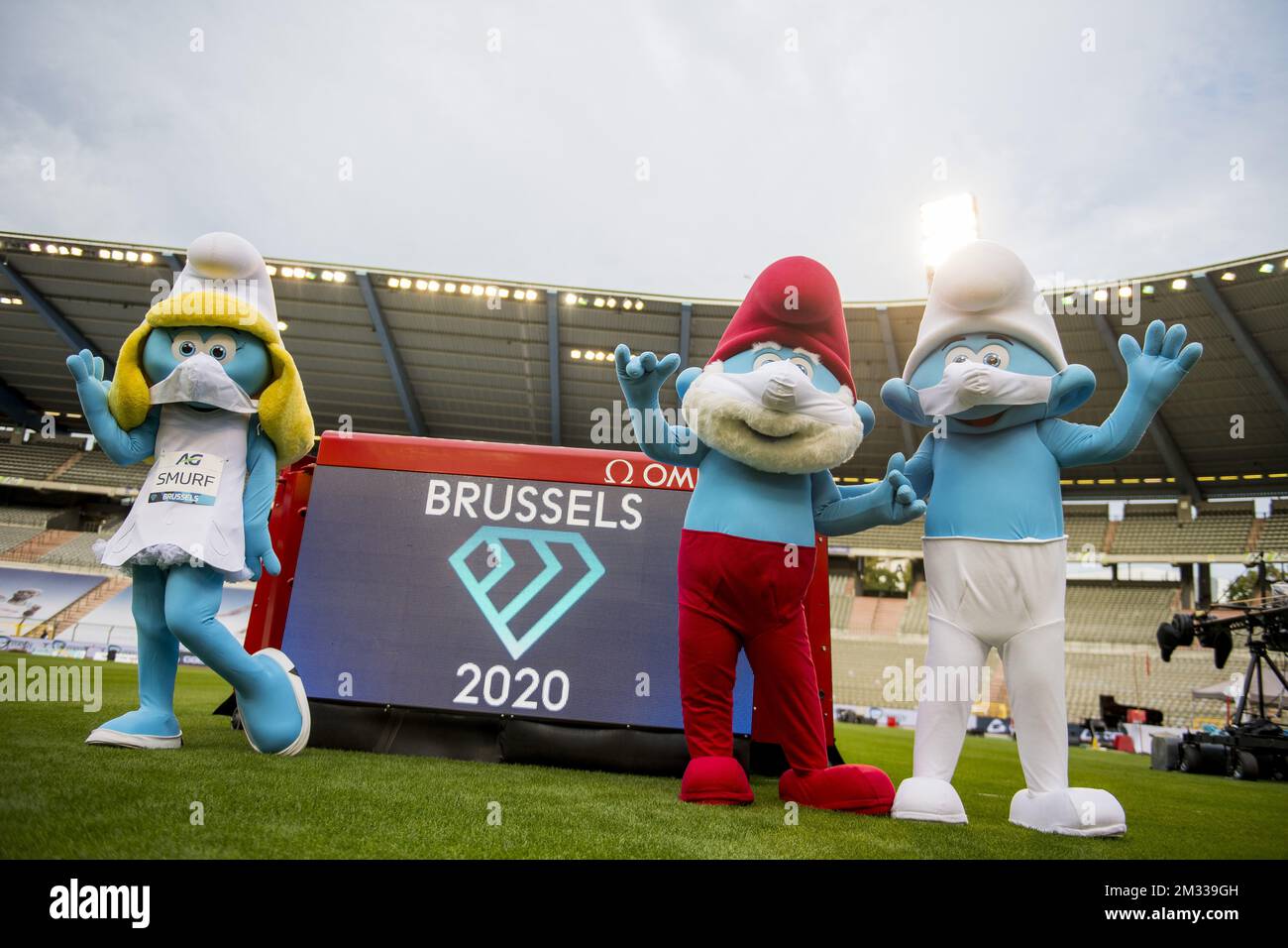 Schlümpfe auf der 2020. Ausgabe des AG Memorial Van Damme Athletics Meeting, Teil der Diamond League, am Freitag, den 04. September 2020 in Brüssel. BELGA FOTO JASPER JACOBS Stockfoto