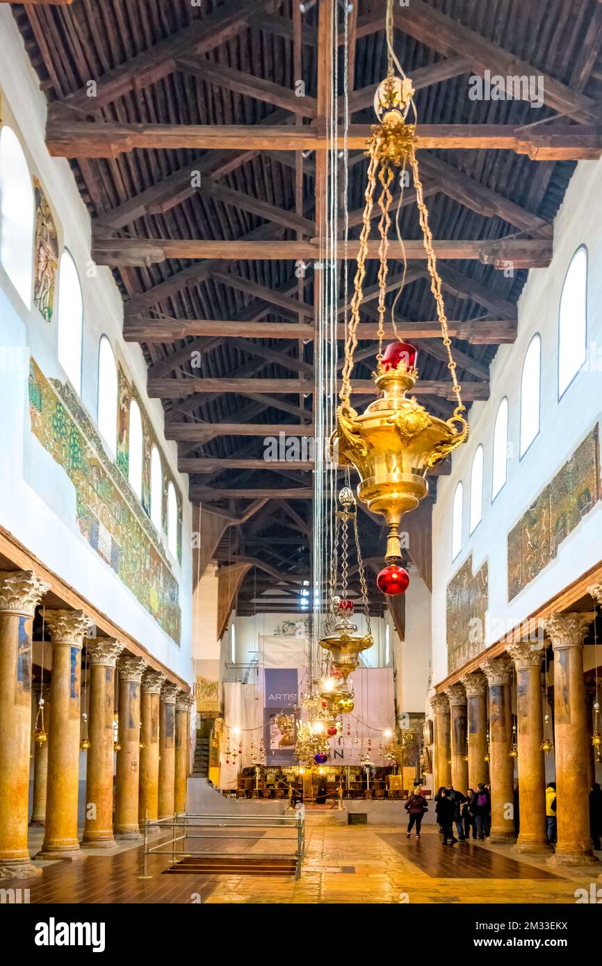 Geburtskirche in Bethlehem, Palästina, Israel. Es ist ein UNESCO-Weltkulturerbe als Geburtsort von Jesus. Stockfoto