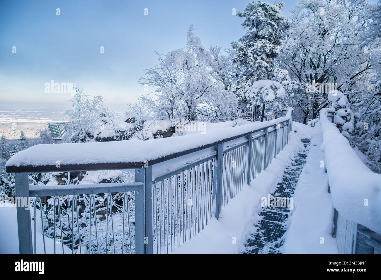 Mandelstein im Winter, Waldviertel, Österreich Stockfoto