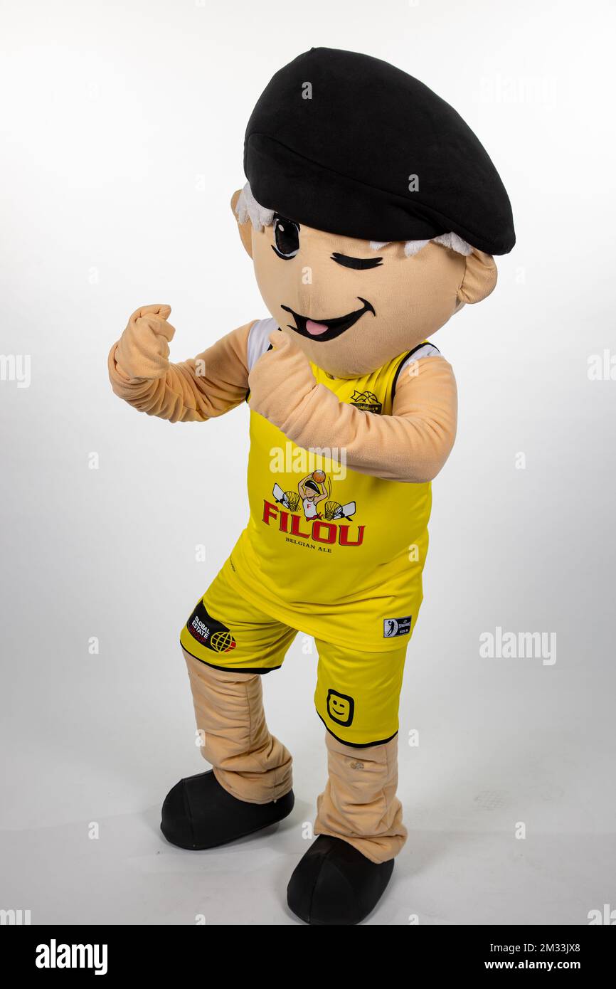 Oostendes Maskottchen posiert bei einem Fotoshooting des belgischen Basketballteams Filou Oostende, vor der EuroMillions League 2020-2021, Freitag, den 02. Oktober 2020 in Brüssel. BELGA FOTO KURT DESPLENTER Stockfoto