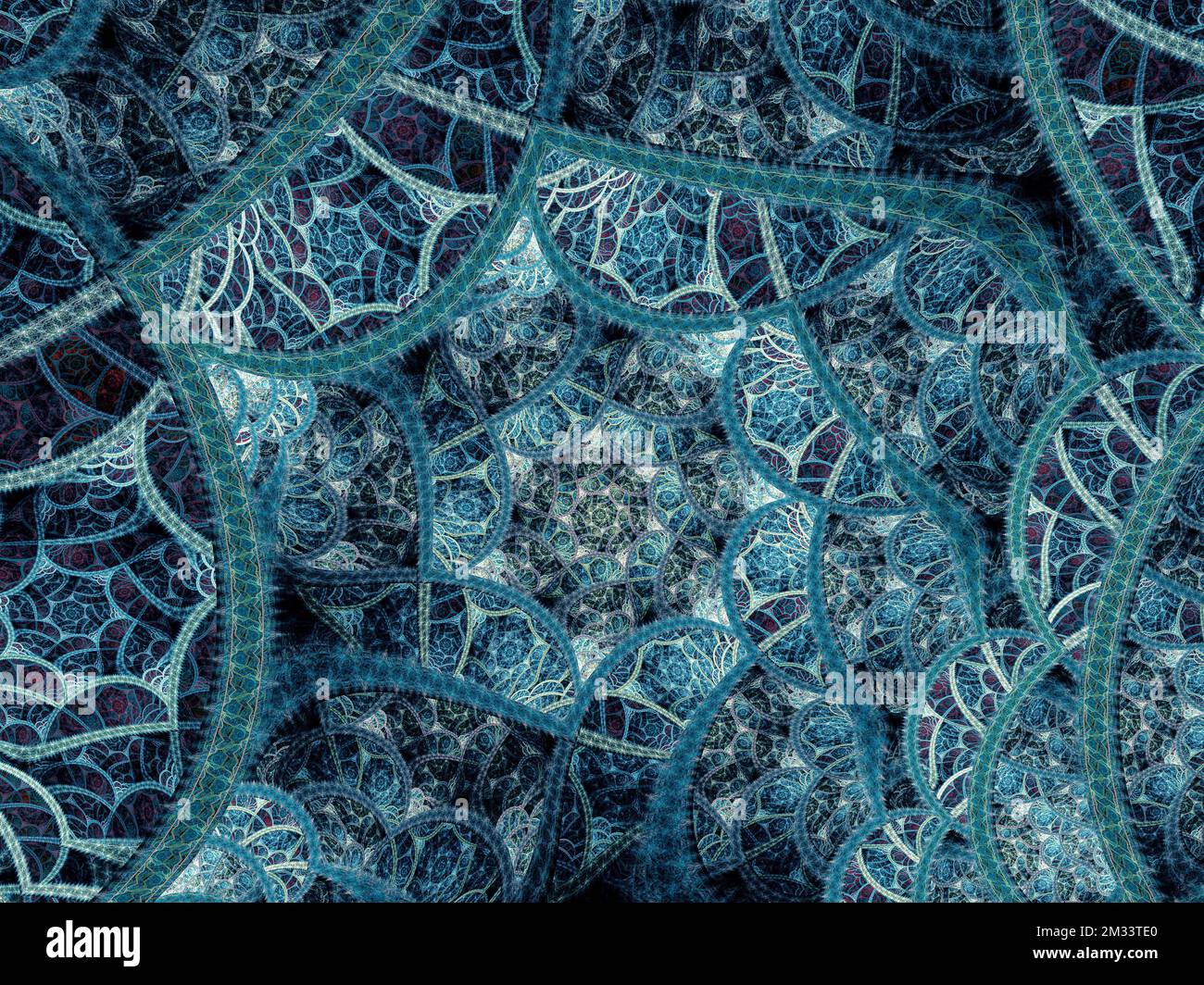 Eisblau – Fraktales Spiraldesign Stockfoto