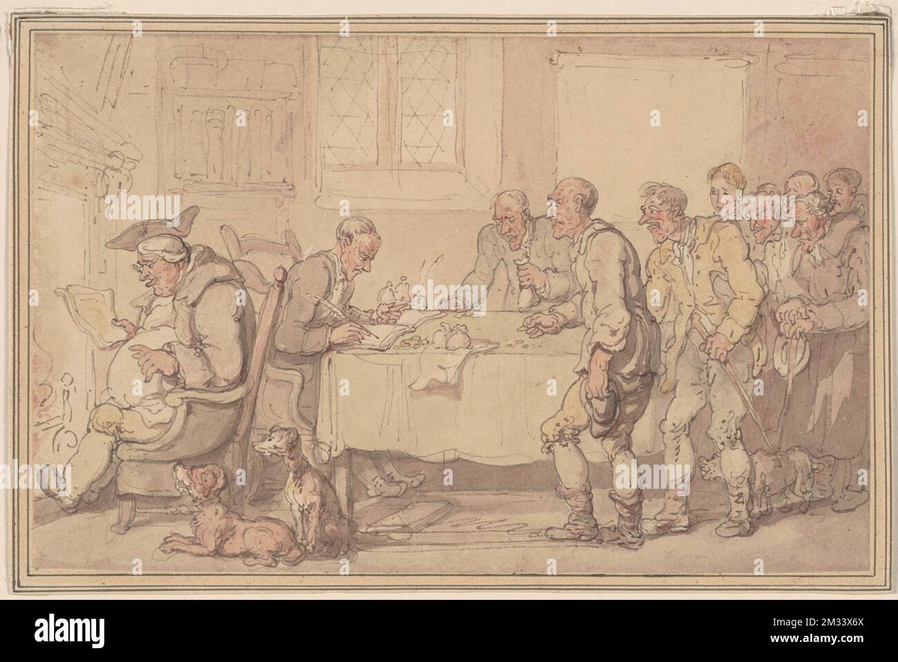 Bargeld für Scheine, Wucher, Hunde, Kamine. Thomas Rowlandson (1756-1827). Ausdrucke und Zeichnungen Stockfoto