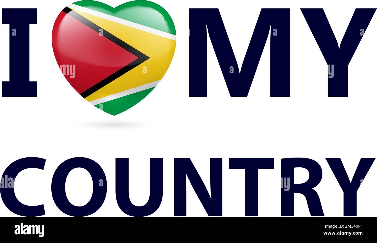 Herz mit guyanischen Flaggenfarben. Ich liebe mein Land - Guyana Stock Vektor