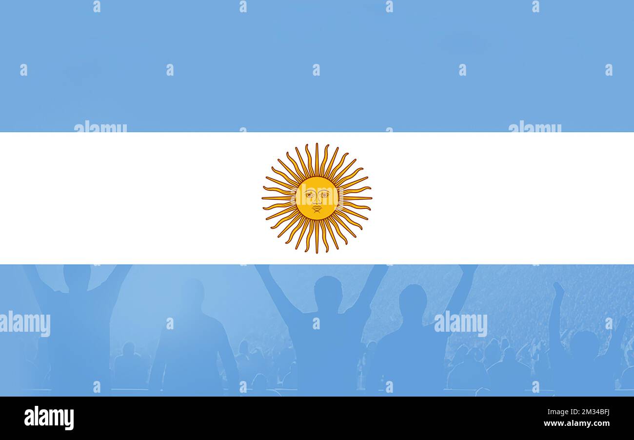 Fußball- oder Fußballfans und argentinische Flagge Stockfoto