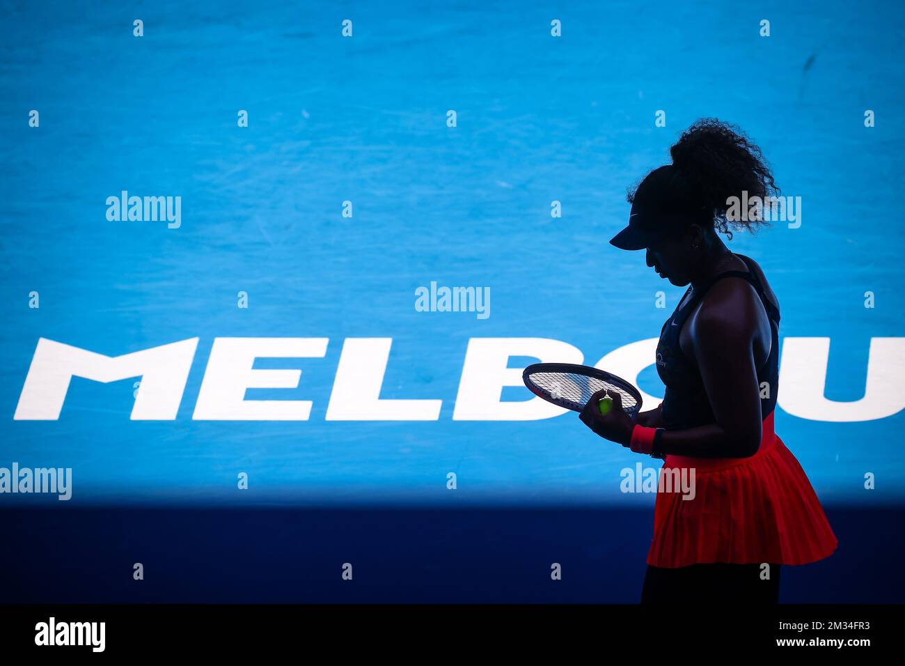 Japanisches Naomi Osaka (WTA 3) in Aktion während eines Tennisspiels gegen US' Williams im Halbfinale des Frauenwettkampfs der „Australian Open“ Tennis Grand Slam, Donnerstag, den 18. Februar 2021 in Melbourne, Australien. BELGA FOTO PATRICK HAMILTON Stockfoto