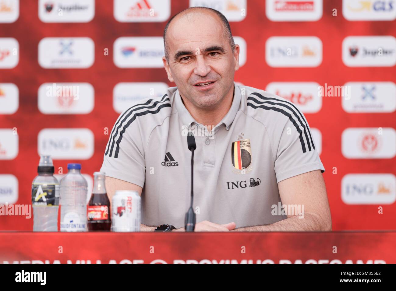 Der belgische Cheftrainer Roberto Martinez wurde auf einer Pressekonferenz der belgischen Fußballnationalmannschaft Red Devils am Montag, den 07. Juni 2021 in Tubize vorgestellt. Das Team bereitet sich auf die bevorstehende Europameisterschaft 2020 vor. BELGA FOTO BRUNO FAHY Stockfoto