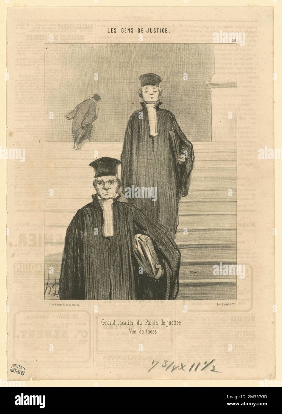 Grand escalier du Palais de Justice, Vue de Face. Honoré Daumier (1808-1879). Lithografien Stockfoto