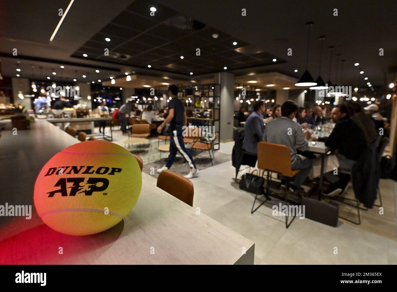 Das Abbildungsbild zeigt ein Abendessen mit Spielern in marge vom European Open Tennis ATP Turnier in Antwerpen, Montag, den 18. Oktober 2021. BELGA FOTO DIRK WAEM Stockfoto