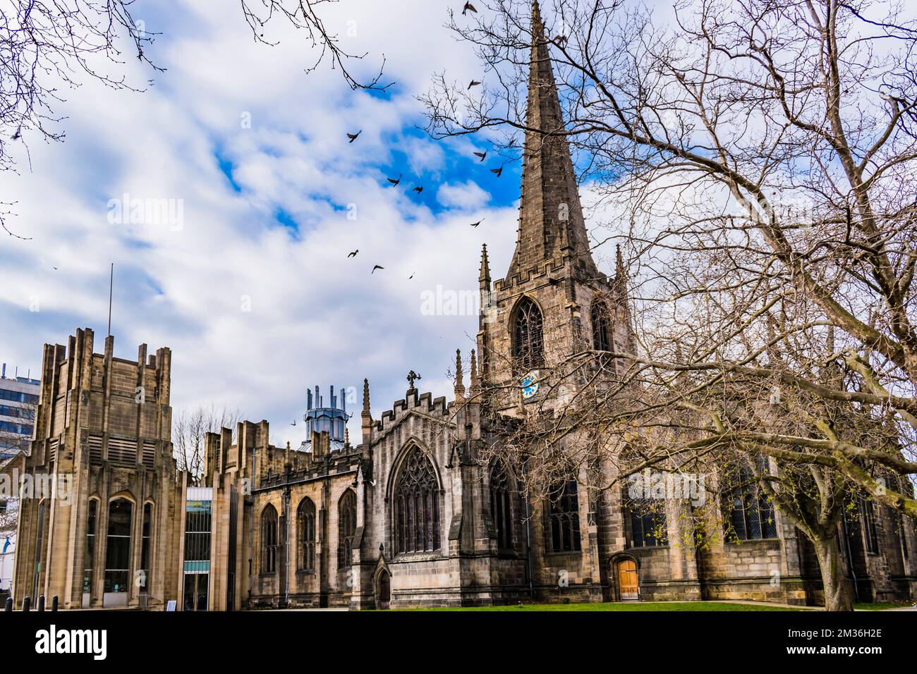 Die Kathedrale St. Peter und St. Paul, Sheffield, besser bekannt als Sheffield Cathedral, ist die Kathedrale der Kirche von England Stockfoto