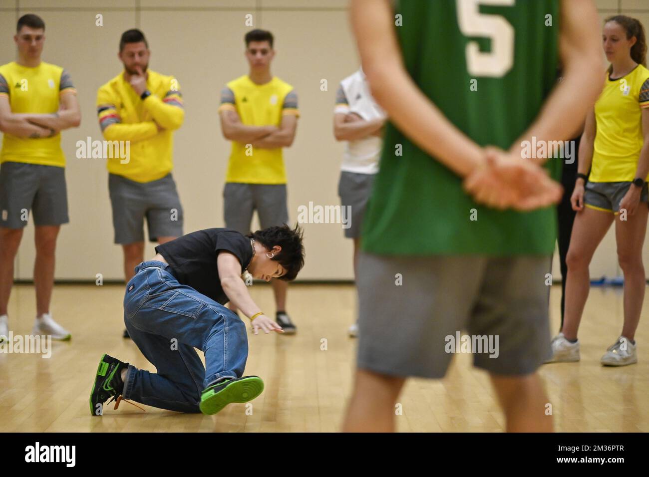 Tänzer Maxime MadMax Blieck, das am Montag, den 15. November 2021, in Belek, der Türkei während einer kurzen Einführung in einem Trainingslager, das vom Belgischen Olympischen Komitee BOIC-COIB organisiert wurde, in der Türkei gezeigt wurde. Die Bühne findet vom 13. Bis 27. November statt. BELGA FOTO LAURIE DIEFFEMBACQ Stockfoto