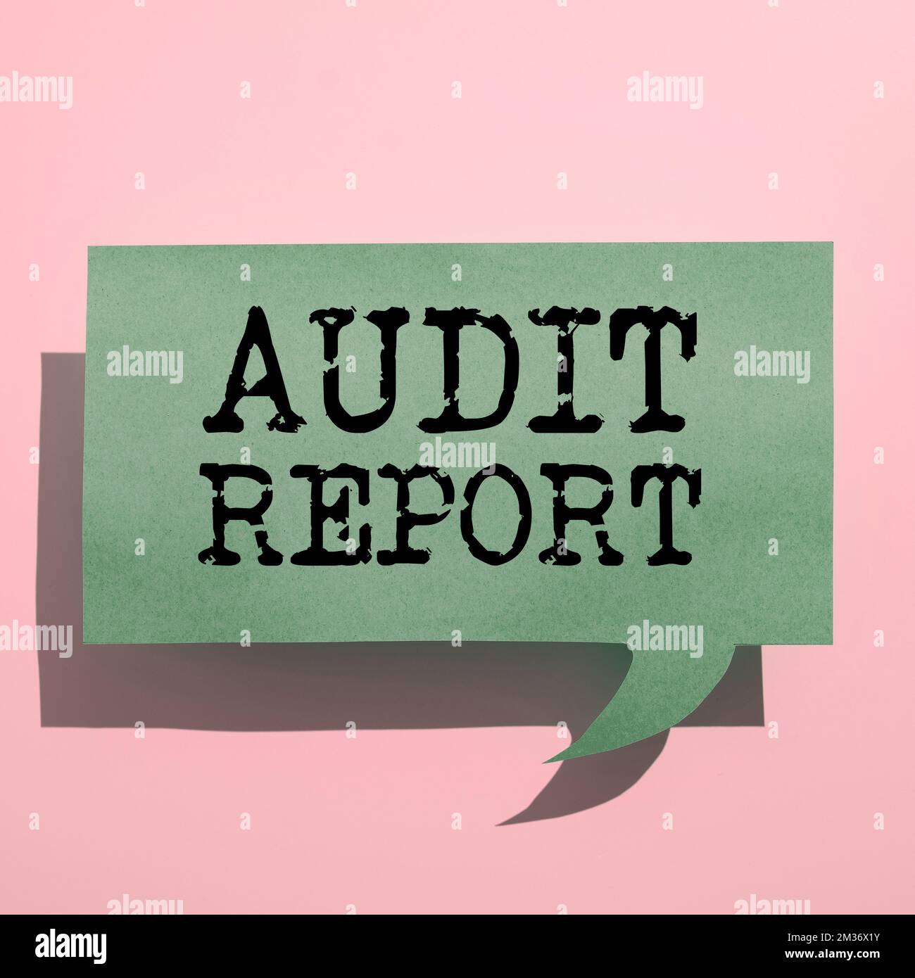 Text, der den Inspiration Audit Report zeigt. Geschäftsübersicht eine Beurteilung des vollständigen Finanzstatus eines Unternehmensvermögens Stockfoto