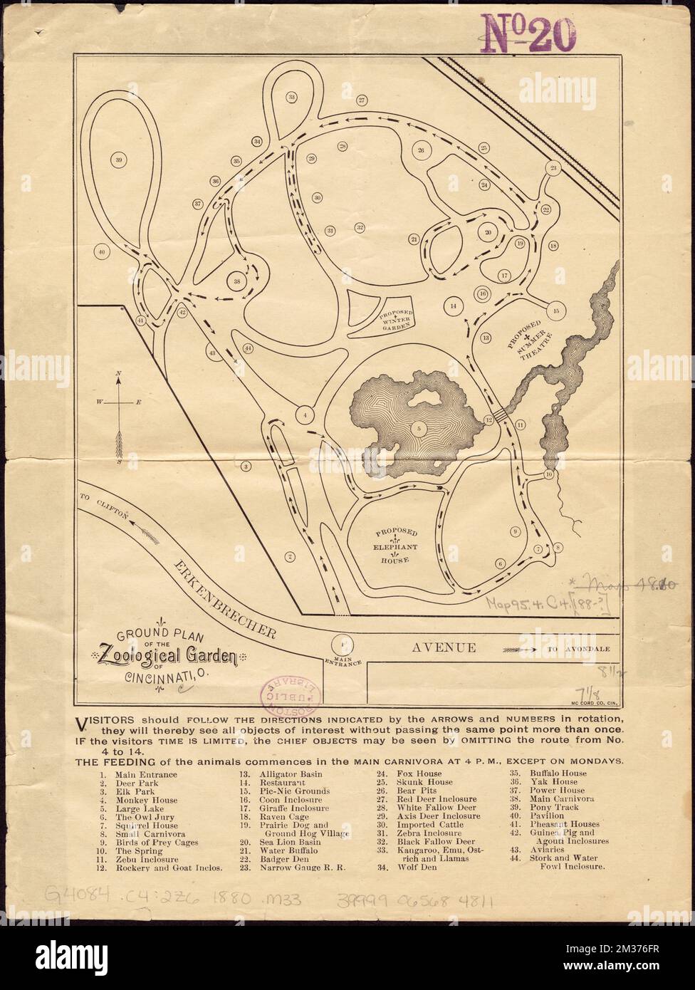 Grundriss des Zoologischen Gartens von Cincinnati, O, Cincinnati Zoo, Karten, Cincinnati Ohio, Karten Norman B. Leventhal Kartenzentrum Sammlung Stockfoto