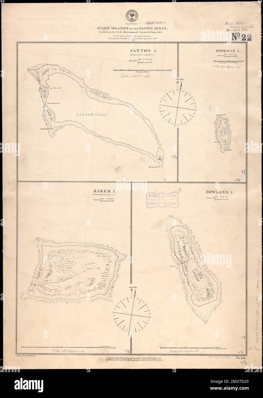 Guano islands in the Pacific Ocean , Kanton Kiribati, Maps, Rawaki