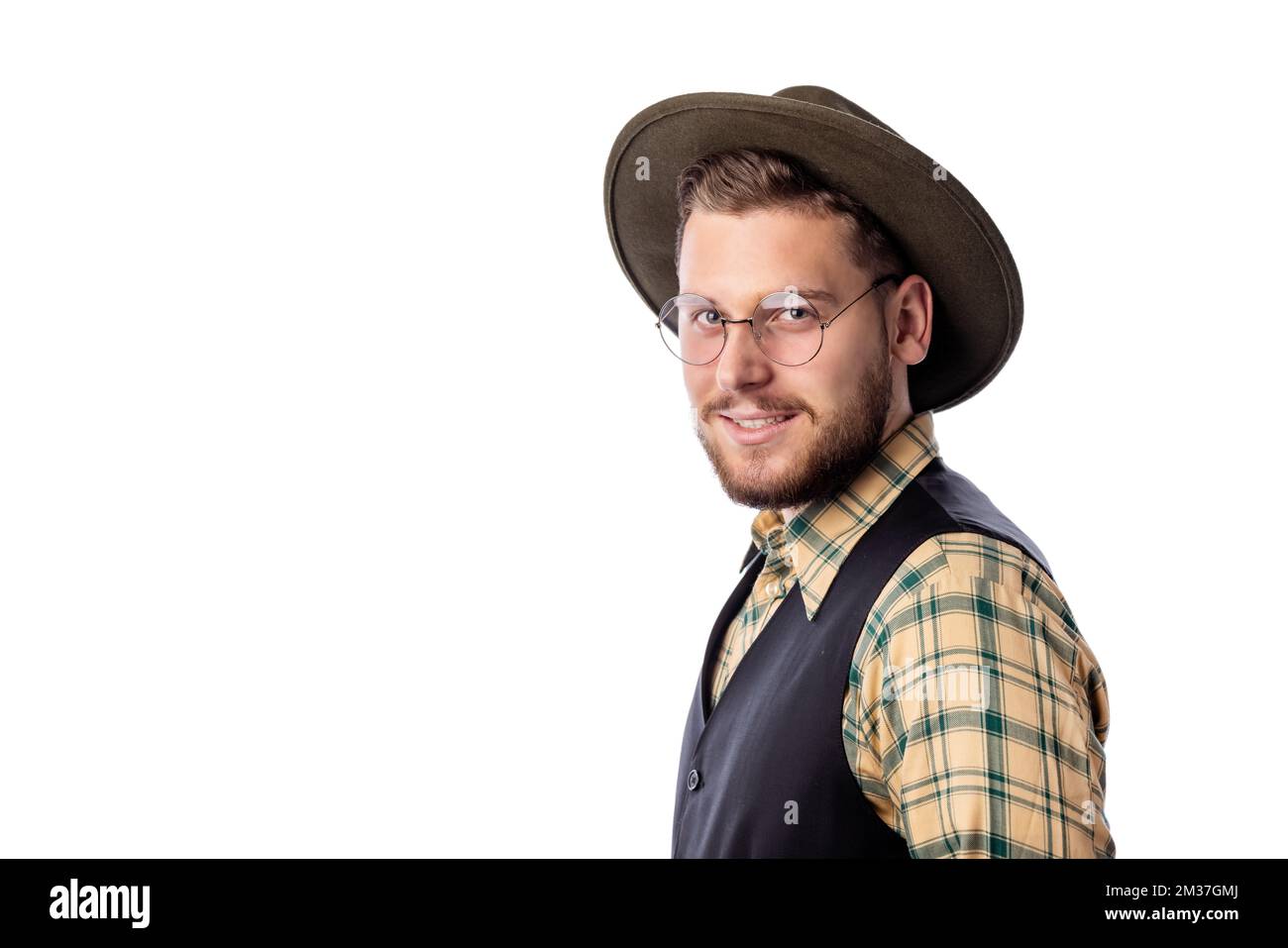 Mann mit Hutporträt Stockfoto