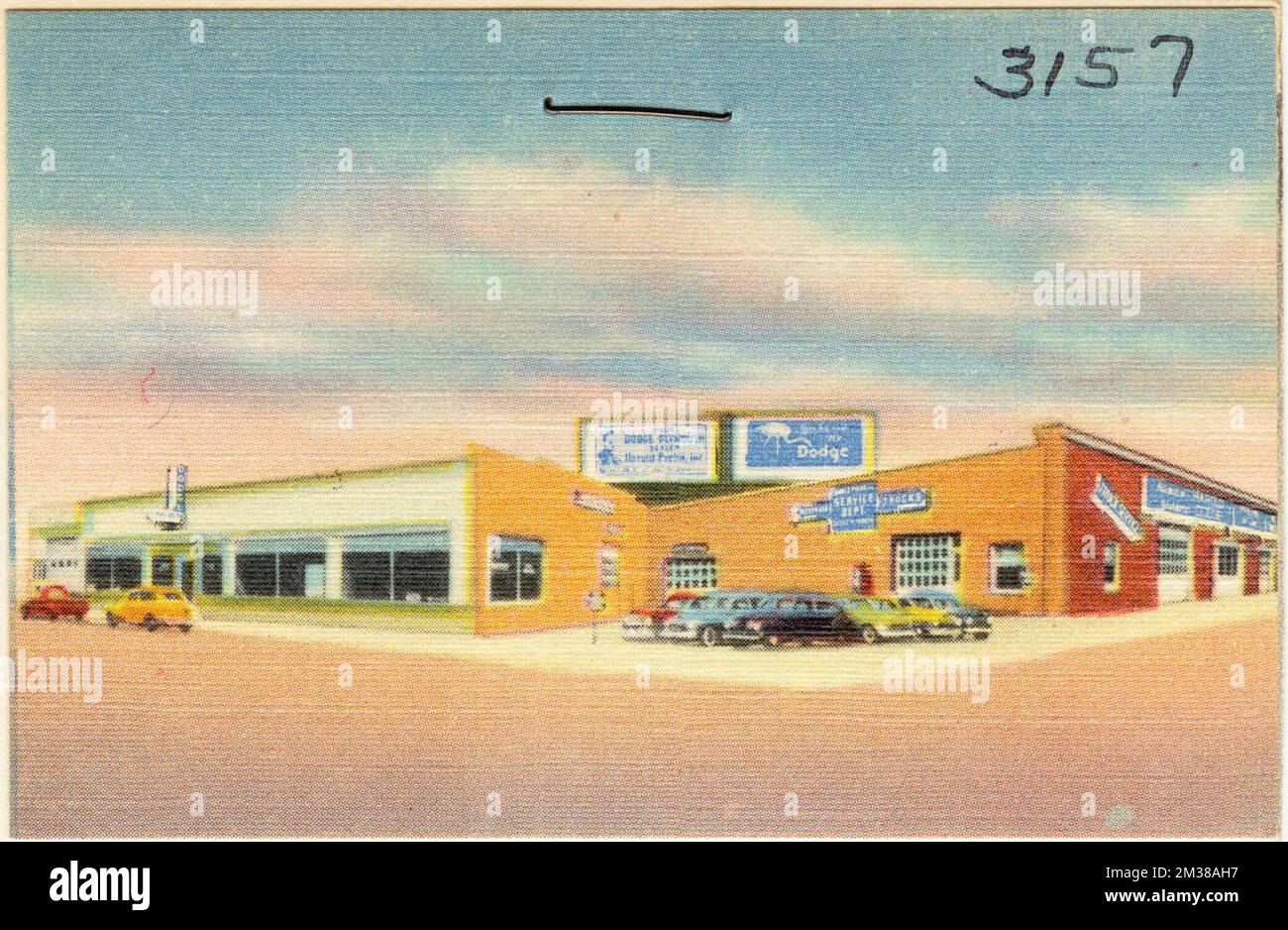 Harold Dodge, Automobil-Tankstellen, Tichnor Brothers Collection, Postkarten der Vereinigten Staaten Stockfoto
