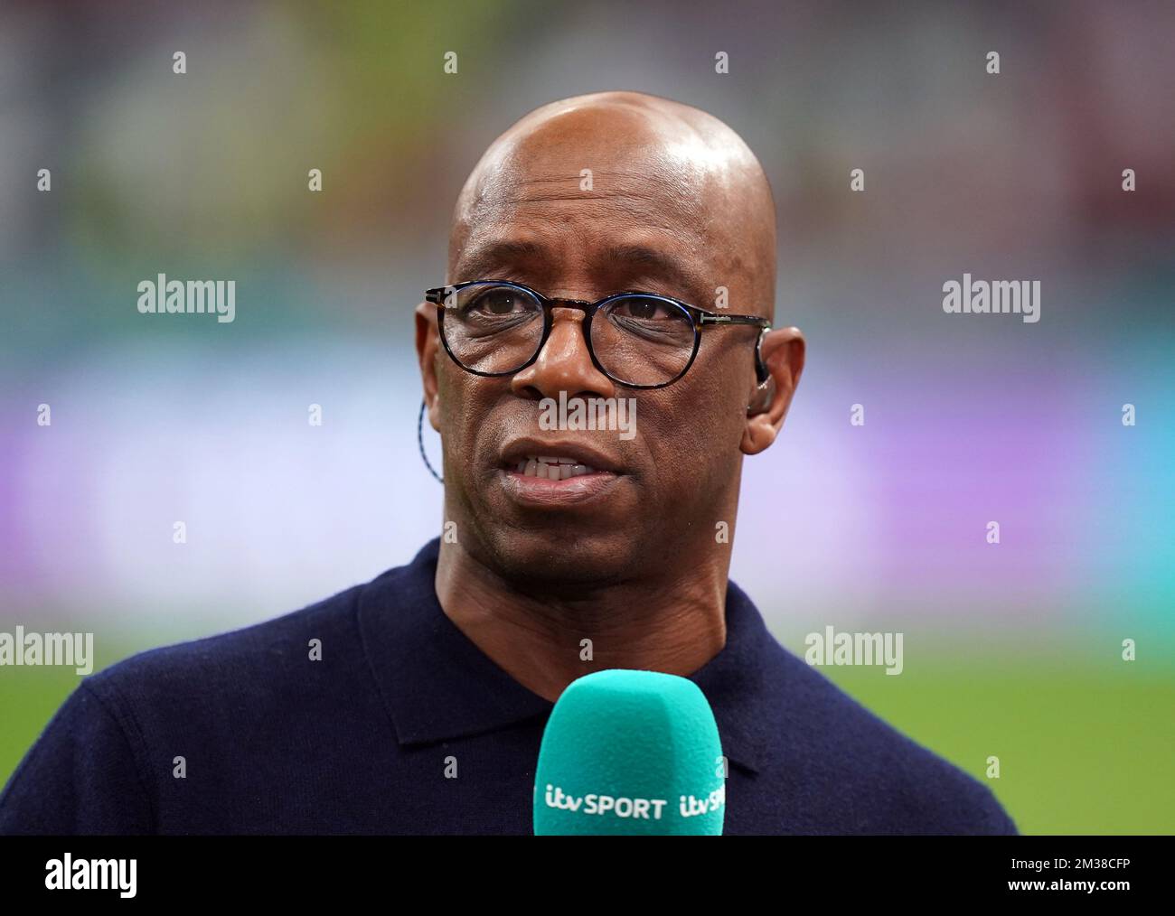 Ian Wright, ITV Sport pundit nach dem Halbfinalspiel der FIFA-Weltmeisterschaft im Al Bayt Stadium in Al Khor, Katar. Bilddatum: Mittwoch, 14. Dezember 2022. Stockfoto