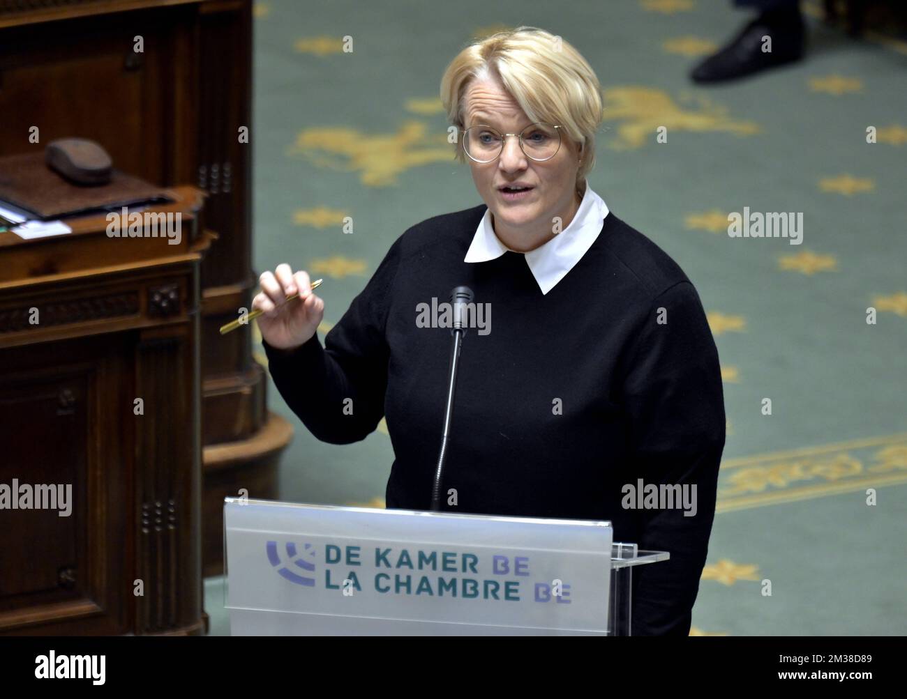Nathalie Muylle von CD&V auf einer Plenarsitzung der Kammer im Bundesparlament in Brüssel, Donnerstag, den 17. Februar 2022. BELGA FOTO ERIC LALMAND Stockfoto