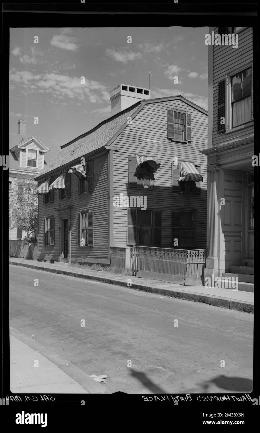 Hawthorne Birthplace, Salem, Mass. Geburtsorte, Wohnungen, Hawthorne, Nathaniel, 1804-1864. Samuel Chamberlain Fotosammlung Negatives Stockfoto