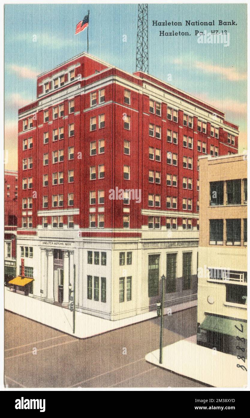 Hazelton National Bank, Hazelton, Pa , Handelseinrichtungen, Tichnor Brothers Collection, Postkarten der Vereinigten Staaten Stockfoto