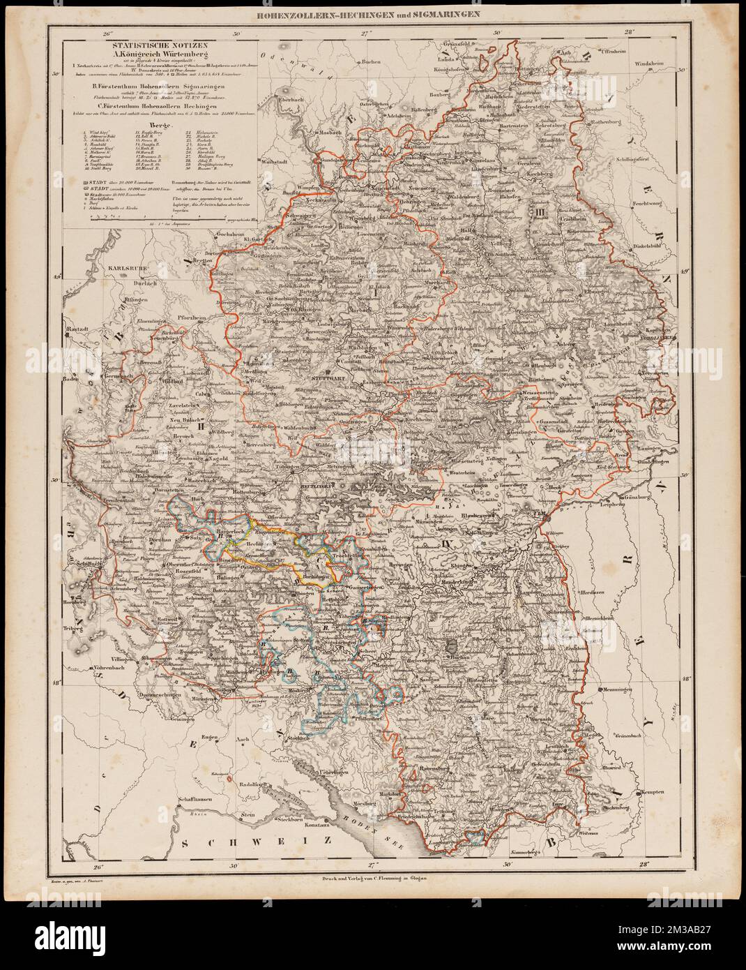 Hohenzollern-Hechingen und Sigmaringen ,. Robert E. Diefenbach Kartensammlung Stockfoto
