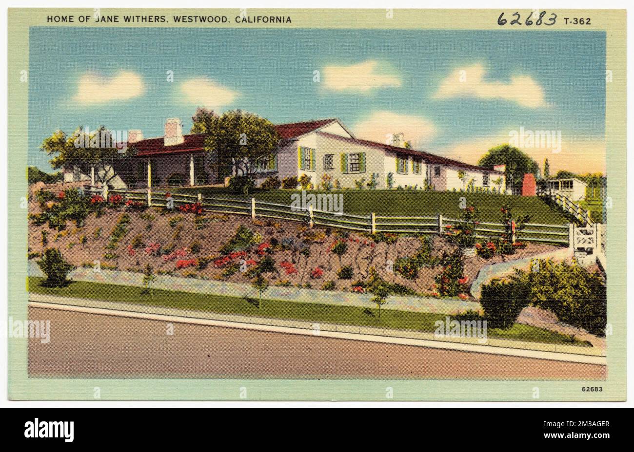 Heimat von Jane Withers, Westwood, Kalifornien, Houses, Tichnor Brothers Collection, Postkarten der Vereinigten Staaten Stockfoto