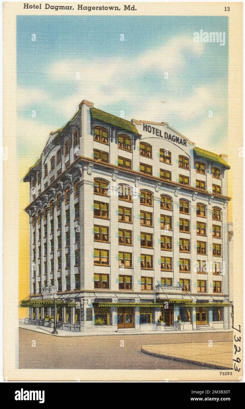 Hotel Dagmar, Hagerstown, Md , Hotels, Tichnor Brothers Collection, Postkarten der Vereinigten Staaten Stockfoto