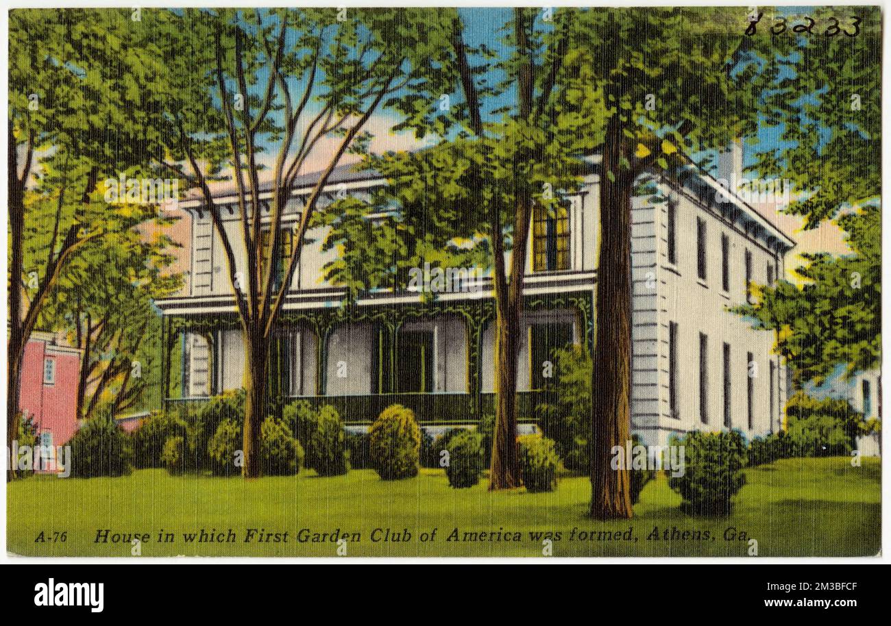 Haus, in dem der erste Garden Club von Amerika gegründet wurde, Athen, Georgia , Häuser, Einrichtungen von Organisationen, Tichnor Brothers Collection, Postkarten der Vereinigten Staaten Stockfoto