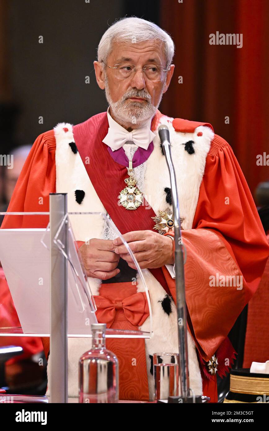 Erster Generalanwalt Andre Henkes hält am Donnerstag, dem 01. September 2022, eine Rede zur Eröffnung des neuen Gerichtsjahres des Kassationsgerichts (Hof Van Cassatie - Cour de Cassation) in Brüssel. BELGA FOTO LAURIE DIEFFEMBACQ Stockfoto