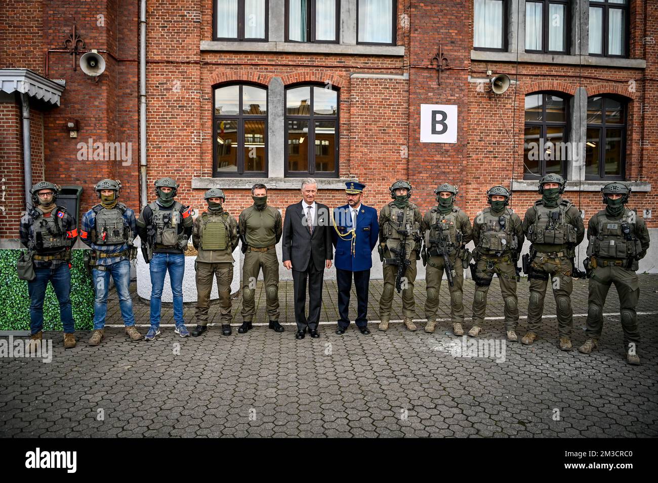 König Philippe - Filip von Belgien, abgebildet während eines königlichen Besuches bei der DSU, Direktion der Sondereinheiten, der Bundespolizei, in Etterbeek, Brüssel, in Brüssel, Donnerstag, 29. September 2022. BELGA FOTO ERIC LALMAND Stockfoto