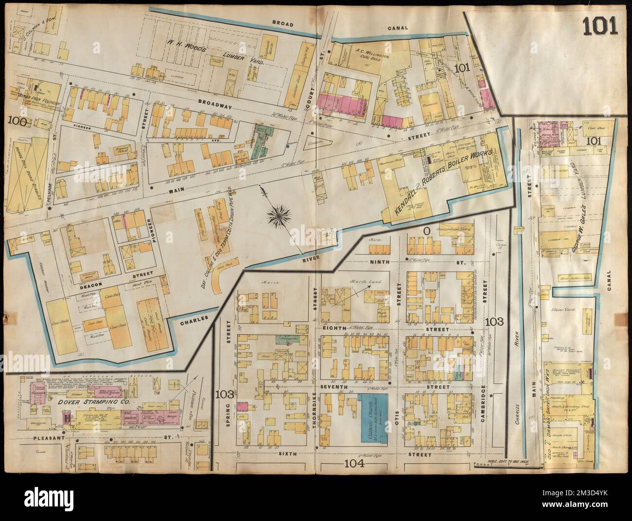 Insurance maps of Boston volume 4 : comprising portions of Charlestown, East Cambridge, Cambridge Port, Old Cambridge & Somerville : plate 101 , Fire risk assessment, Massachusetts, Cambridge, Maps, Cambridge Mass., Maps Norman B. Leventhal Map Center Collection Stockfoto