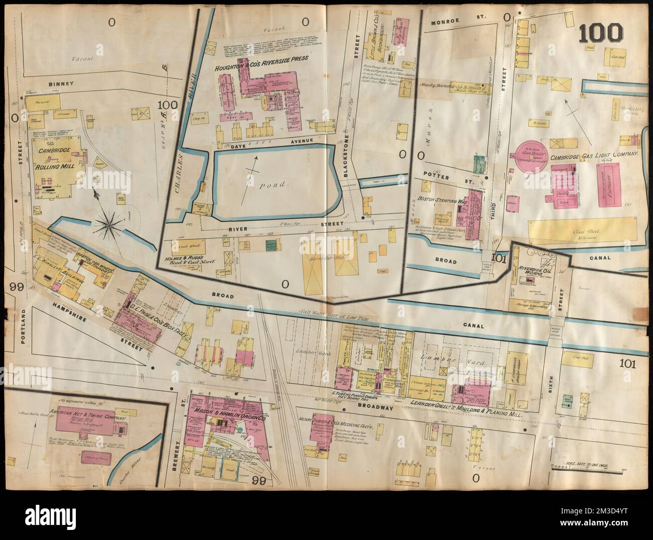 Versicherungskarten Boston Band 4 : umfasst Teile von Charlestown, East Cambridge, Cambridge Port, Old Cambridge & Somerville : Plate 100 , Fire Risk Assessment, Massachusetts, Cambridge, Maps, Cambridge Mass., Maps Norman B. Leventhal Map Center Kollektion Stockfoto