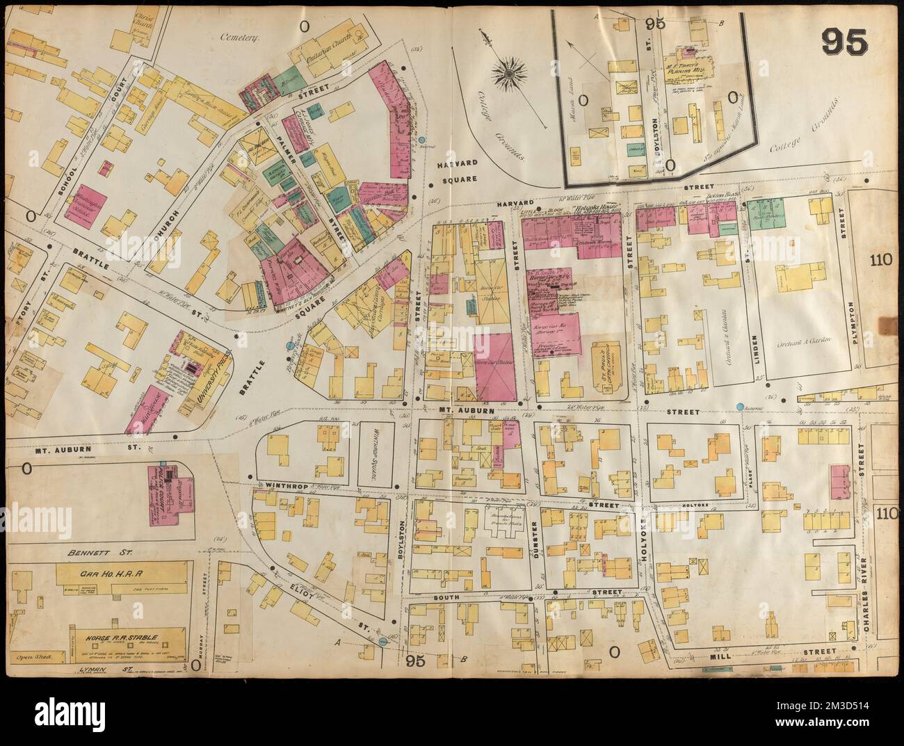 Versicherungskarten Boston Band 4 : umfasst Teile von Charlestown, East Cambridge, Cambridge Port, Old Cambridge & Somerville : Plate 95 , Fire Risk Assessment, Massachusetts, Cambridge, Maps, Cambridge Mass., Maps Norman B. Leventhal Map Center Kollektion Stockfoto