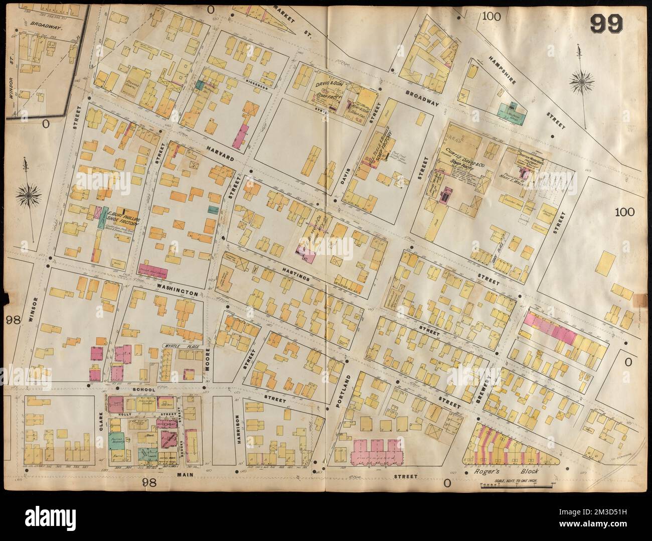 Insurance maps of Boston volume 4 : comprising portions of Charlestown, East Cambridge, Cambridge Port, Old Cambridge & Somerville : plate 99 , Fire risk assessment, Massachusetts, Cambridge, Maps, Cambridge Mass., Maps Norman B. Leventhal Map Center Collection Stockfoto