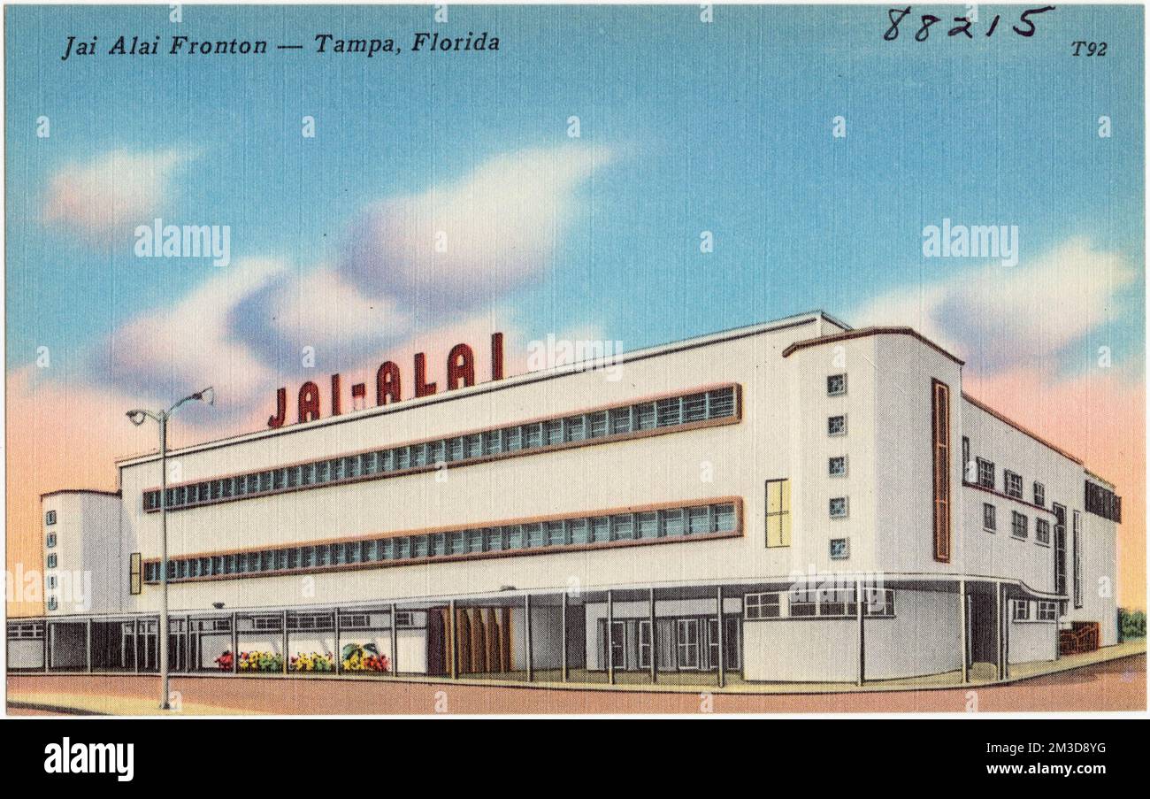 Jai-alai Fronton- Tampa, Florida , Sport- und Erholungseinrichtungen, Tichnor Brothers Collection, Postkarten der Vereinigten Staaten Stockfoto