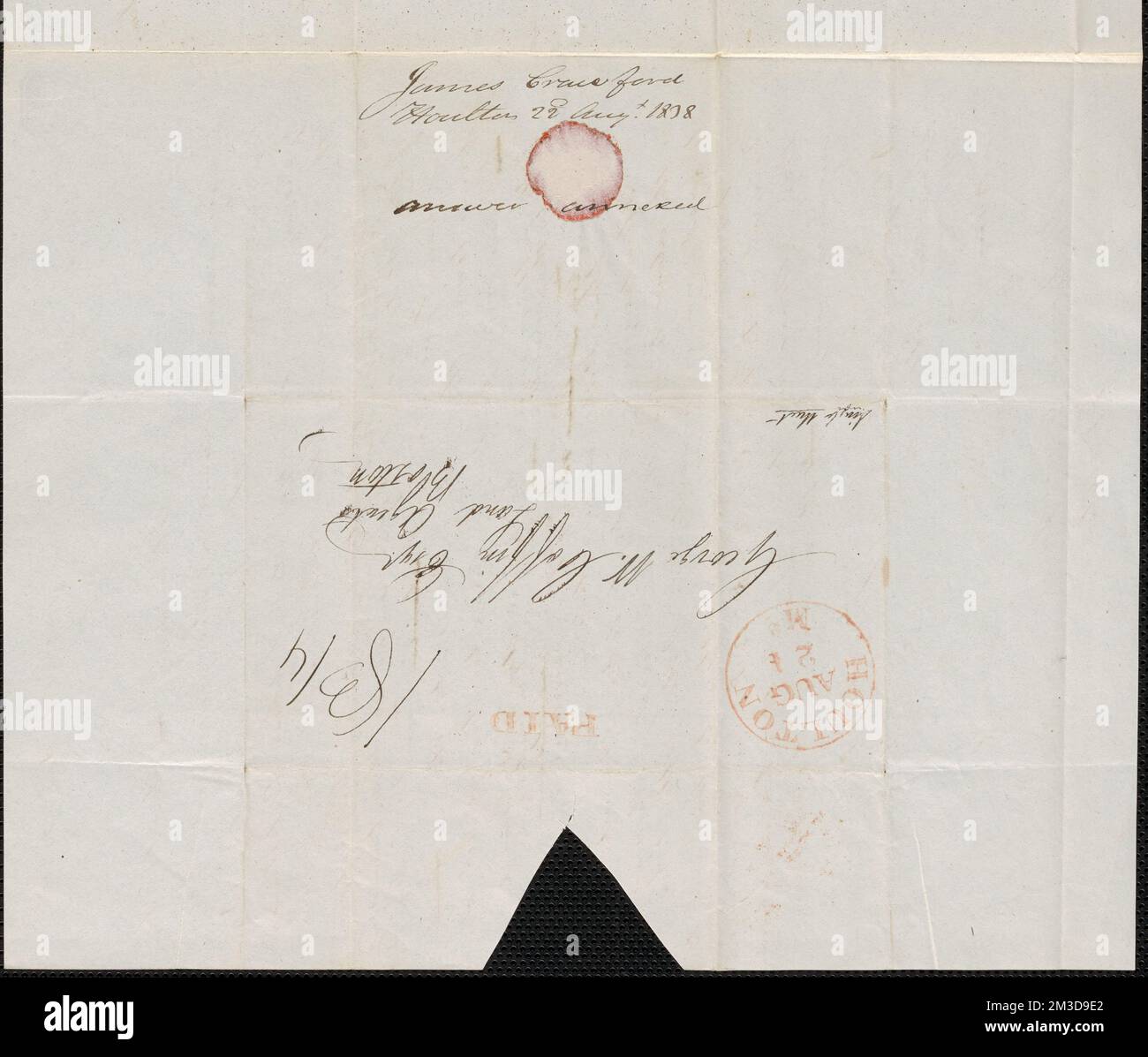 James Crawford an George Coffin, 22. August 1838 , Public Land Sales, USA, Massachusetts, Politik und Regierung, 1775-1865, Maine, Politik und Regierung, 1775-1865, Vereinigte Staaten, Geschichte, Revolution, 1775-1783, Ansprüche, Kanada, Grenzen, Vereinigte Staaten Stockfoto