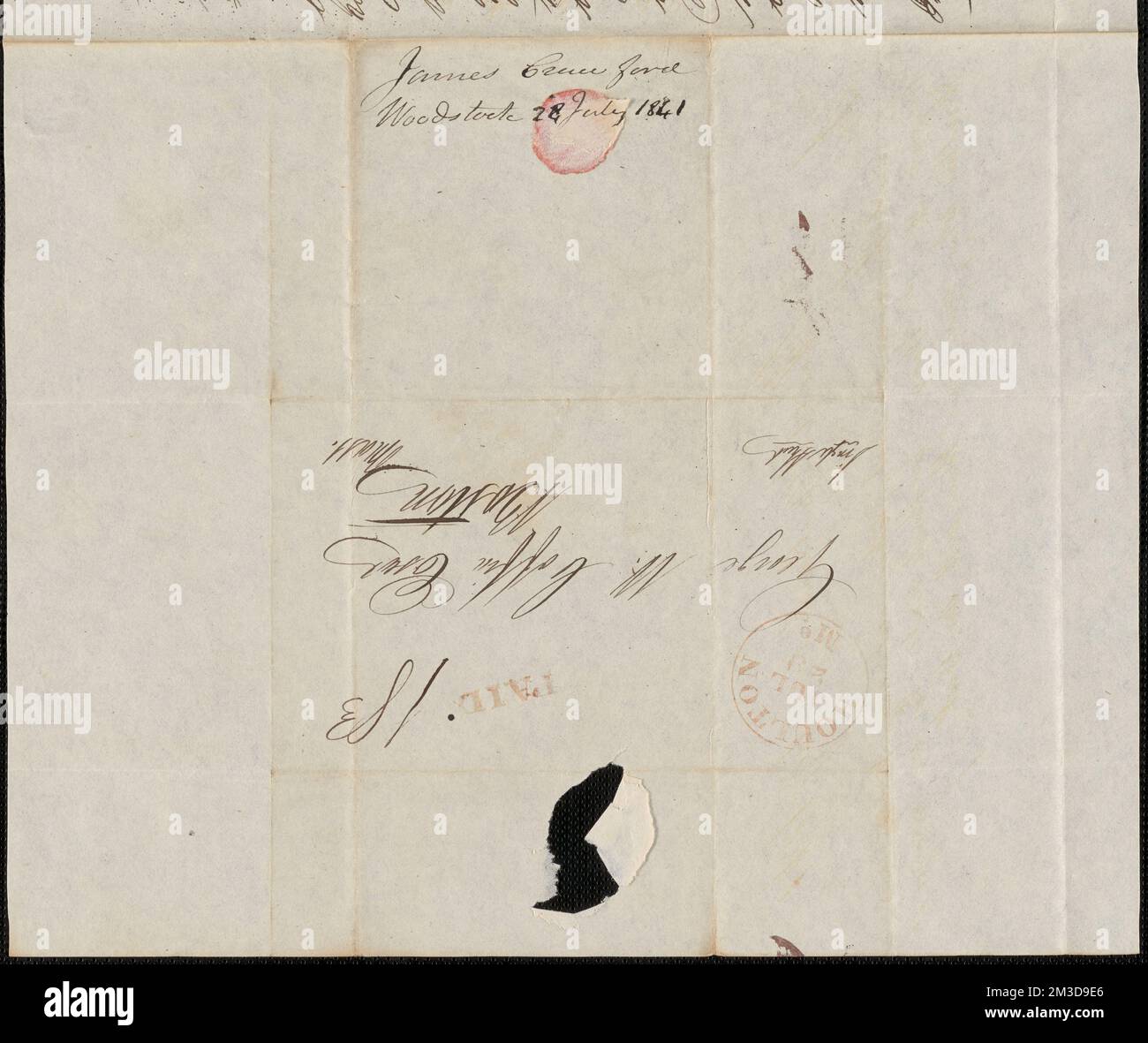 James Crawford an George Coffin, 28. Juli 1841 , Public Land Sales, United States, Massachusetts, Politics and Government, 1775-1865, Maine, Politik und Regierung, 1775-1865, Vereinigte Staaten, Geschichte, Revolution, 1775-1783, Ansprüche, Kanada, Grenzen, Vereinigte Staaten Stockfoto