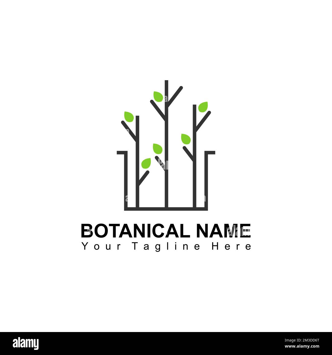 Pflanzen im Topf mit Linienform Bild Grafik Symbol Logo Design abstraktes Konzept Vektormaterial. Kann als Symbol in Bezug auf die Natur oder botanisch verwendet werden Stock Vektor