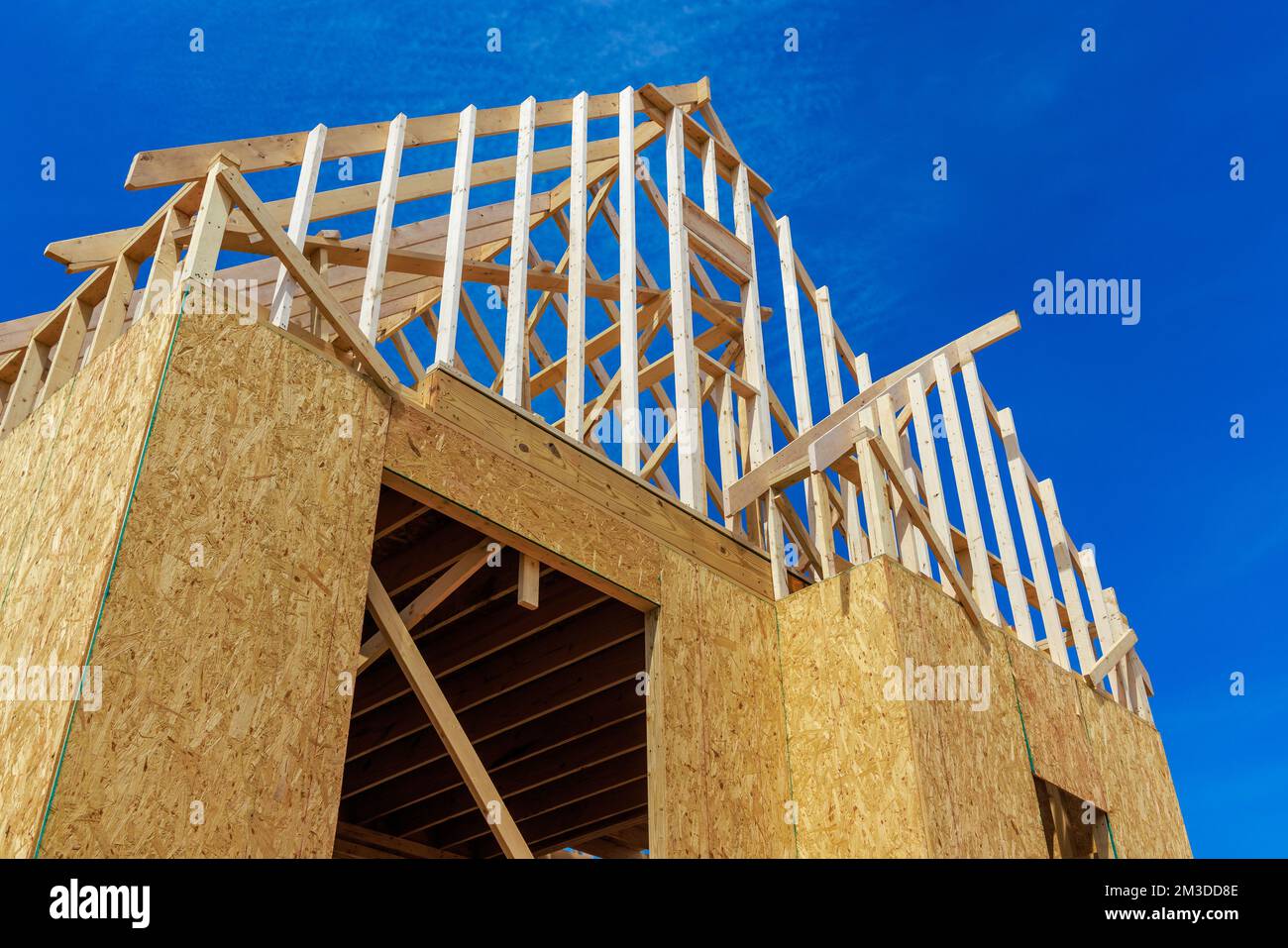 Eine architektonische Darstellung eines neuen Wohnhauses mit Blick auf das Dach Stockfoto