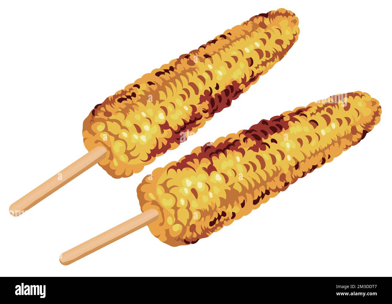 Gegrillter Mais auf dem Cob Vector Illustration Set isoliert auf weißem Hintergrund. Stock Vektor