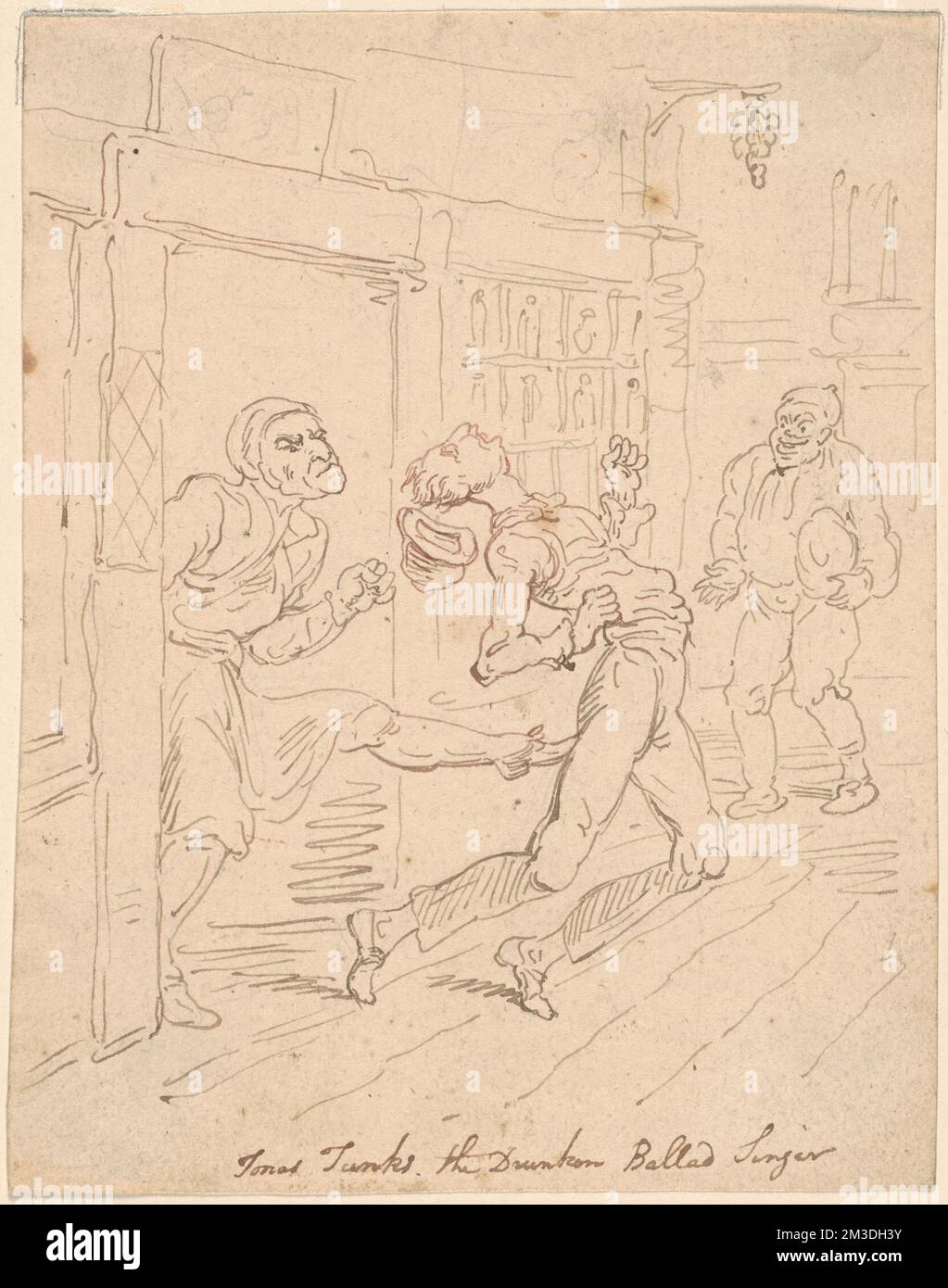 Jonas jagt den betrunkenen Balladensänger, an- und Abreisen, Sänger, Rausch. Thomas Rowlandson (1756-1827). Ausdrucke und Zeichnungen Stockfoto
