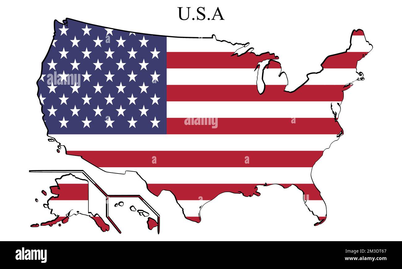 Darstellung des Kartenvektors in den USA. Weltwirtschaft. Berühmtes Land. Nordamerika. Amerika. USA Stock Vektor