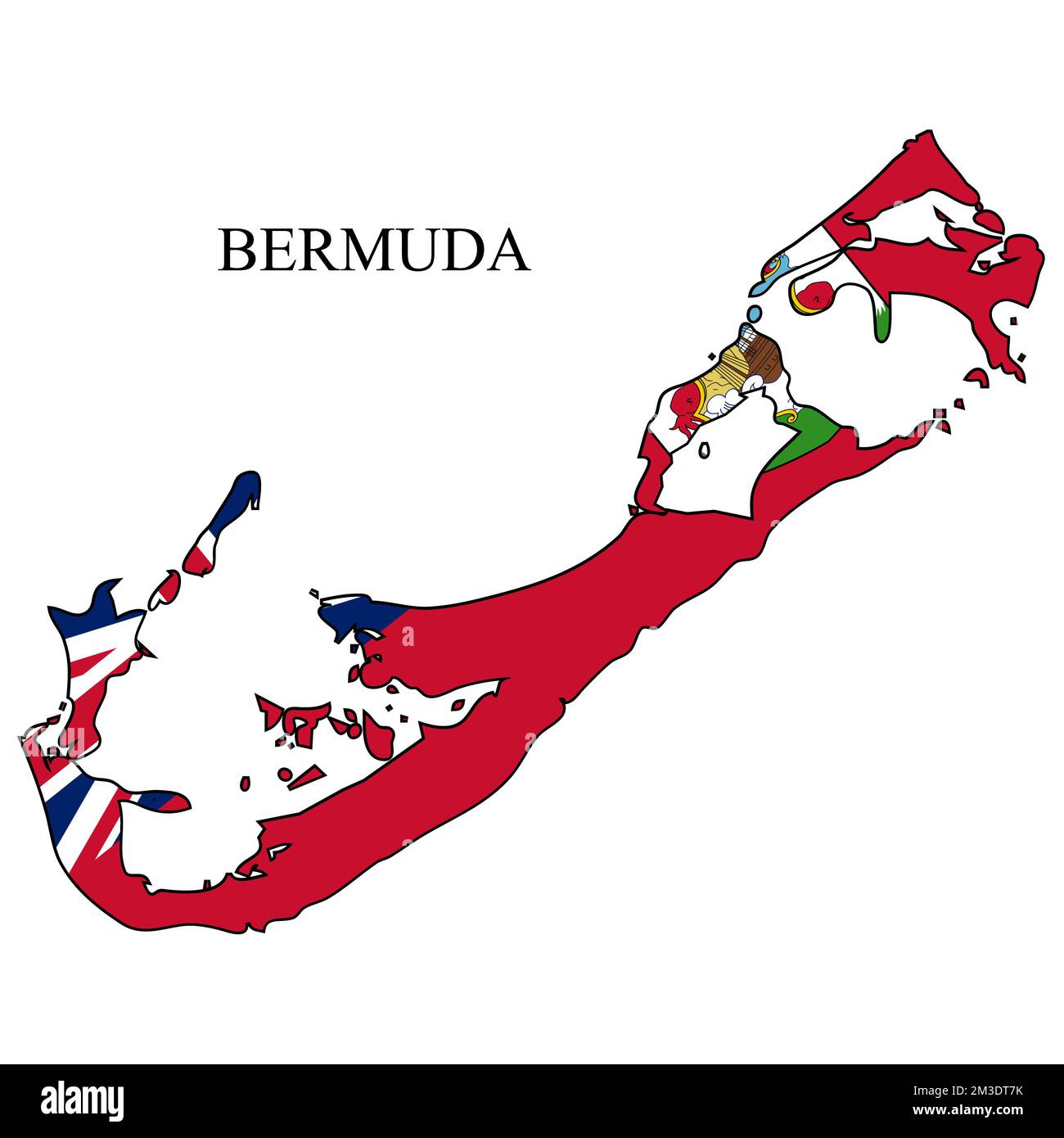 Bermuda-Kartenvektordarstellung. Weltwirtschaft. Berühmtes Land. Nordamerika. Amerika. Stock Vektor