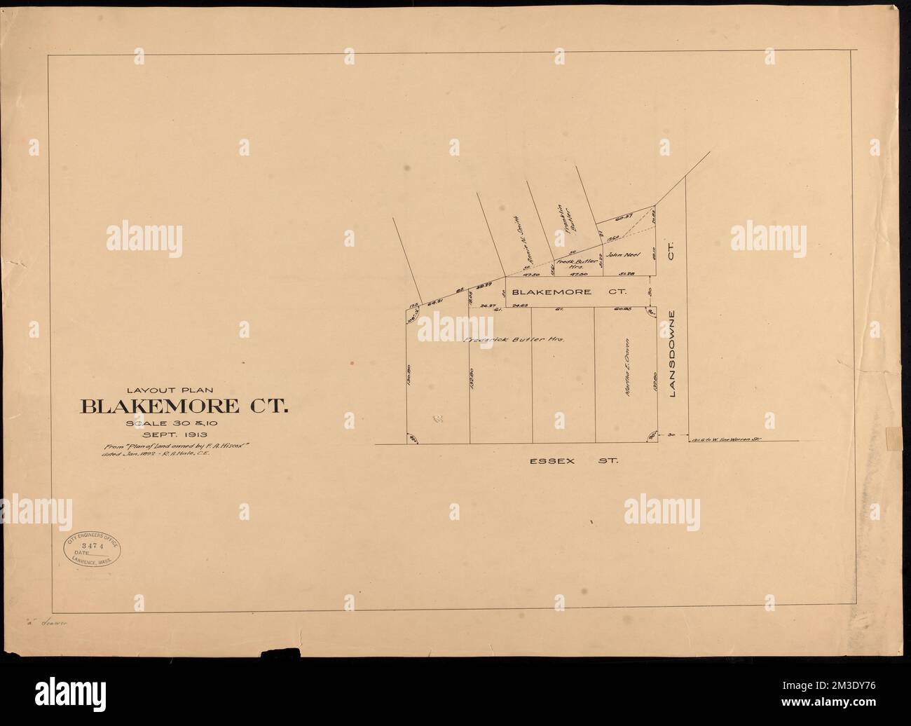 Lageplan, Blakemore Ct. , Straßen. Lawrence Stockfoto