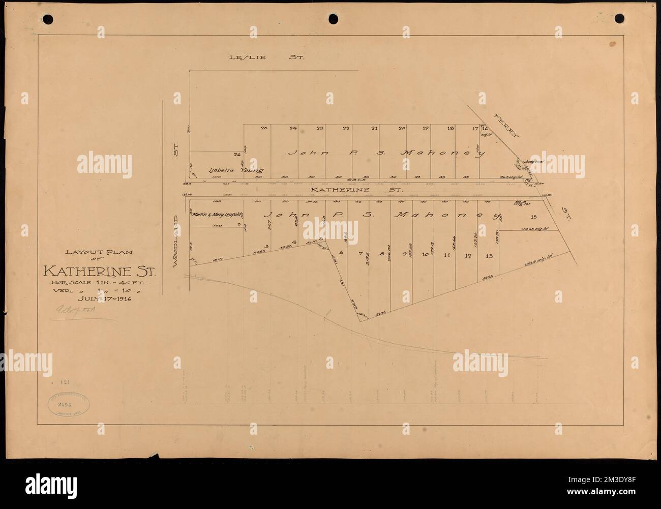 Grundriss der Katherine St. , Straßen. Lawrence Stockfoto