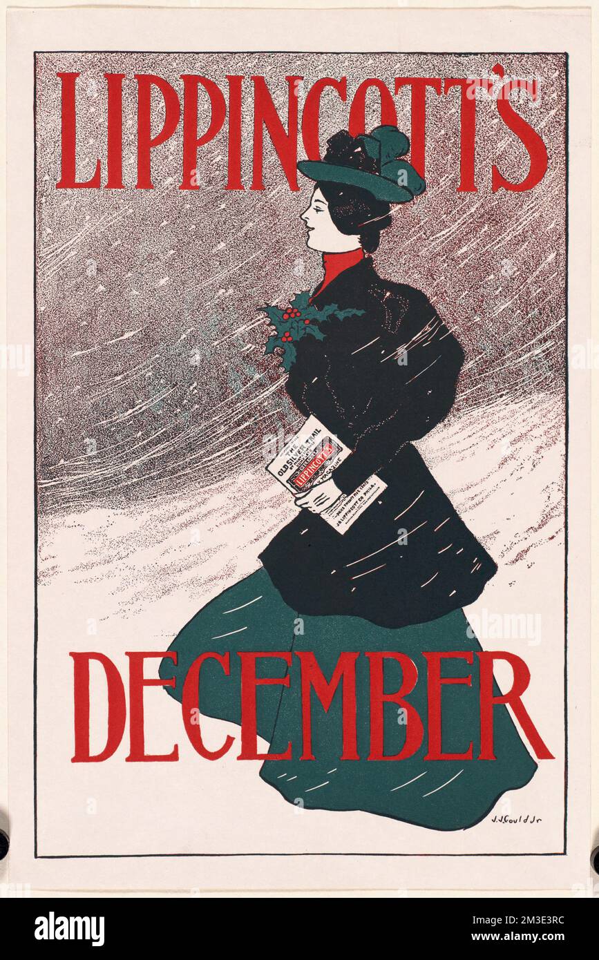 Lippincotts Dezember, Schnee, Periodicals, Holly Stockfoto